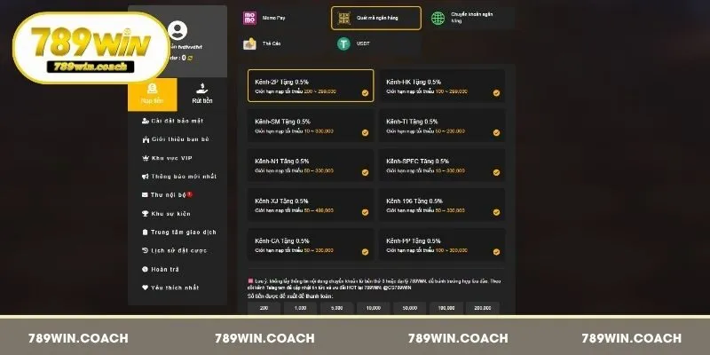 Giao dịch tại 789Win bằng quét mã ngân hàng đơn giản
