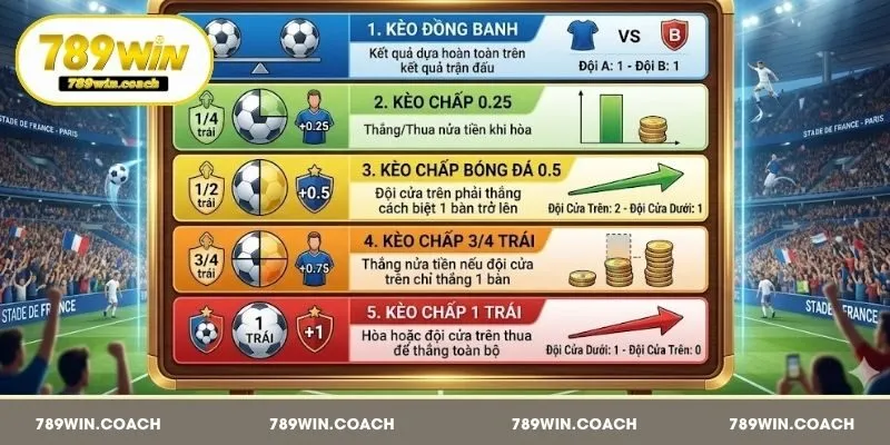 Tổng hợp các loại kèo chấp bóng đá phổ biến tại 789Win